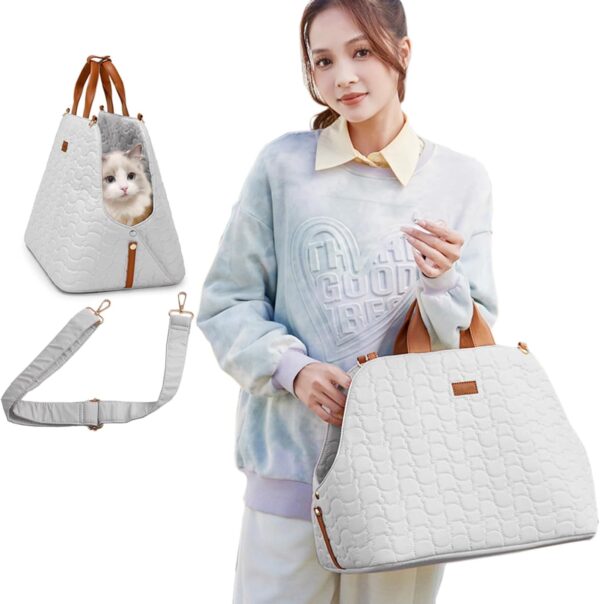 Small Dog Carrier Bag Woman,Puppy Purse Cat Pups Kennel,Car Seat, Soft Thick Cushion,Traveling Pets Tote for Hiking Picnic Outdoor (Grey)