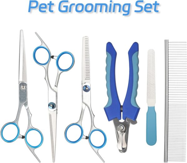 6-piece set of pet grooming scissors and nail clippers - professional dog and cat nail clipper set, equipped with grooming scissors and nail clippers - suitable for pet dogs and cats - Image 8