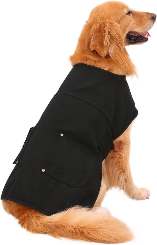 HDE Canvas Dog Vest Waterproof Jacket Cold Weather Coats for S-XL Dogs Black - XL