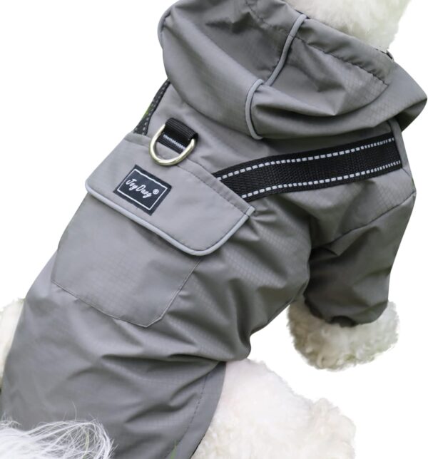 JoyDaog Premium Dog Raincoat with Hood for Extra Small Dogs,Outdoor Sports Waterproof Dog Rain Jacket,Puppy Raincoat with Pockets,Grey XS