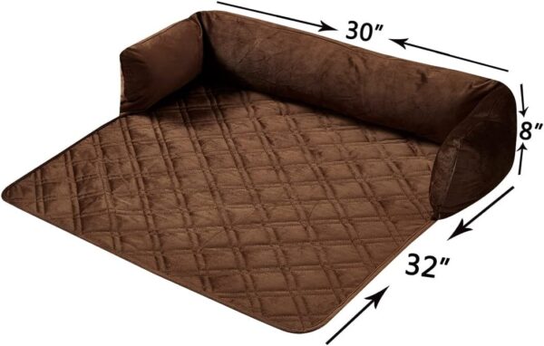 Premium Chocolate Silky Velvet Pet Sofa Bed, Slip Resistant, Waterproof, Washable Couch Protector with Removable Bolster Cushions, Furniture Cover for Dogs, Cats, Medium, Chocolate - Image 4