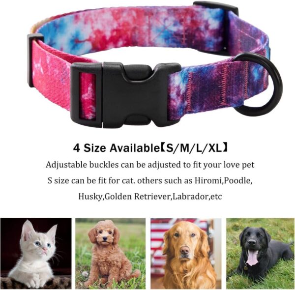 Tie Dye Dog Collar Pet Funny Dog Leash Set for Small Medium Large Dogs Tie Dye Collars (Medium(12''-14.5'')) - Image 5