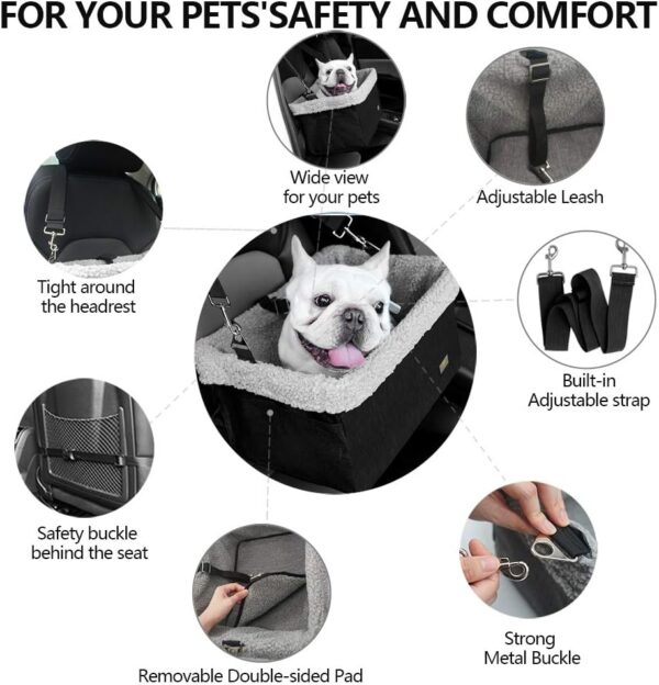 Dog Car Seats for Small Dogs, Upgrade Dog Booster Seat with Metal Frame Construction with Double-Layer Oxford, Perfect for Small Pets up to 20lbs - Image 3