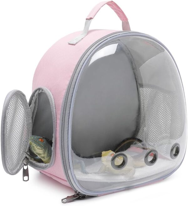 Small Animal Carrier Backpack Space Capsule Bubble Window Carrier Backpack for Lizard Guinea Pig (Pink)