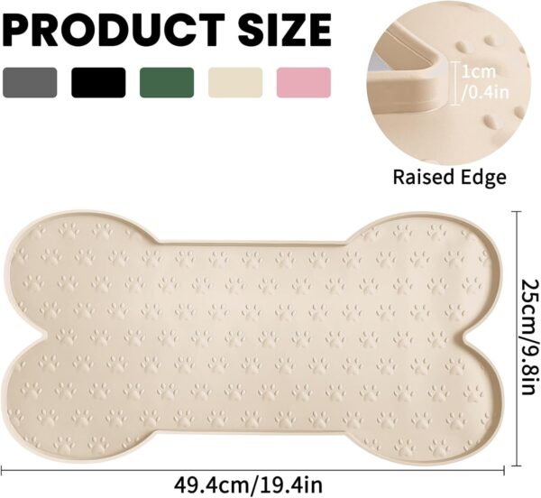 Dog Food Mat Anti-Slip Silicone Dog Bowl Mat Thicker Pet Placemat Waterproof Cat Feeder Pad with Raised Edge Puppy kitten Feeding Mats Suitable Small Medium-Sized Dogs Cats Eating Tray - Image 2