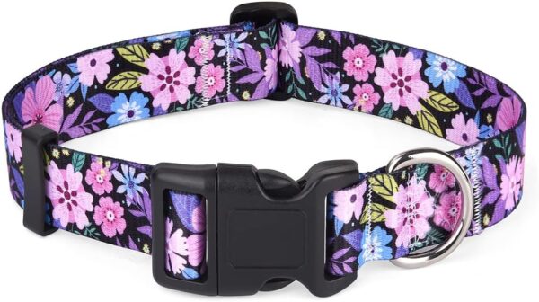 Dog Collars with Floral Print, Soft Comfortable Adjustable Collars for Small Medium Large Dogs, Floral Pattern for Girl Boy Dogs(Pink Floral,S) - Image 2