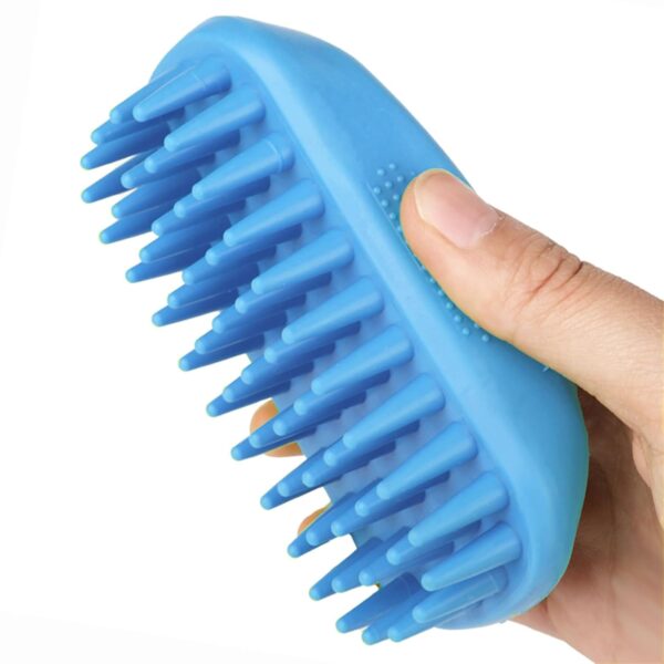 Dog Bath Brush, Yintoper Pet Silicone Shampoo Brush, Rubber Shower Wash Curry Brush for Short Long Haired Dogs Cats Shedding Grooming and Massage, Pet Rubber Brush Removes Loose & Shed Fur (Blue)