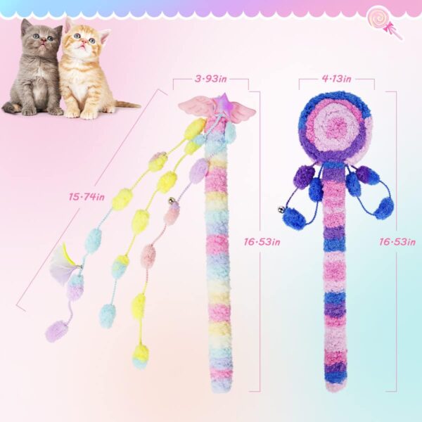 2-Piece Cat Toys for Indoor Cats,Cat Wand Toys with Bells, Cat Teaser Indoor Cat Interactive Toy - Image 2