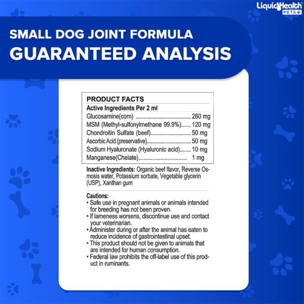 LIQUIDHEALTH 2 Oz Dog Glucosamine Drops Joint Juice, Chondroitin Hip and Joints Relief Vitamin Supplement Formula, Hyaluronic Acid - Small Dogs Canines Puppies - (2 Pack) - Image 5