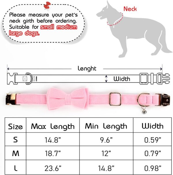 Dog Bowtie Collars, Cute Soft Velvet Dog Collar with Bow Tie, Safety Metal Buckle, Adjustable Collars for Boy and Girl Dogs Pets. - Image 5