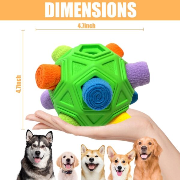 Dog Snuffle Ball-Interactive Puzzle Dog Toys Encourage Natural Foraging Skills Slow Feeder for Training and Stress Relief, Cloth Strip Hiding Food Chew Toys for Any Size Dogs, Machine Washable (Green) - Image 3