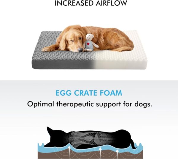 Large Orthopedic Crate Bed for Dogs（36*27*3in）-Waterproof Dog Crate Pads - Egg dog crate bed-Orthopedic Dog Bed-dog bed with Washable Cover Removable , Egg Crate Foam Pet Bed Mat-Thick cover - Image 2