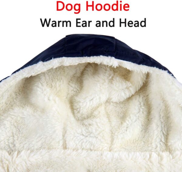 Vecomfy Fleece Lining Extra Warm Dog Hoodie in Winter for Small Dogs Jacket Puppy Coats with Hooded,Blue M - Image 7