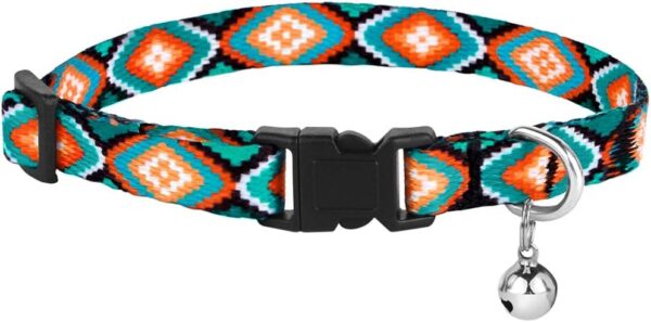 CollarDirect Cat Collar Breakaway Set of 2 PCS Tribal Pattern Aztec Pet Safety Adjustable Kitten Collar with Bell (Aztec + Ethnic) - Image 4