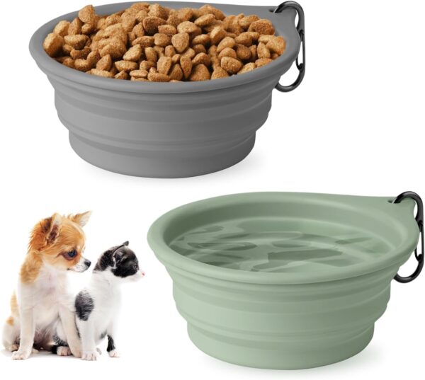 Collapsible Dog Bowls 2pcs for Puppy Bowl, Portable Dog Bowl for Small to Medium Sized Dogs and Cats, Travel Dog Bowl is Ideal for Traveling and Hiking BPA Free