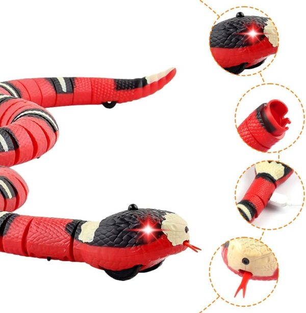 Snake Cat Toy, Realistic Simulation Smart Sensing Snake Toy, Rechargeable Automatically Sense Obstacles and Escape Curves Move Quickly, Interactive Cat Toys for Indoor Cats - Image 6