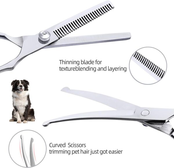 Multifunctional 7 in 1 Dog Grooming Scissors with Safety Round Tip, Stainless Steel Grooming Kit with Titanium Coating for Dogs and Cats at Home - Image 2