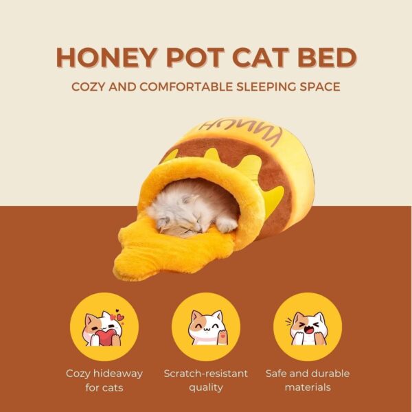 Honey Pot Cat Bed - Comfortable Memory Foam Pet Furniture with Removable Cushion - Stylish and Washable Cat Bed for Small Cats and Breeds