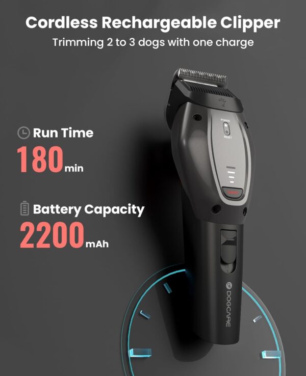 DOG CARE Smart Dog Clippers for Grooming with 3 Speeds, Auxiliary Light, Cordless Professional Dog Grooming Clippers, Low Noise Rechargeable Heavy-Duty Pet Hair Shaver for Dog Cat 2024 Upgraded - Image 6