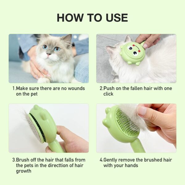 Dog Brushes for Grooming, Cute Frog Shape Groom and Clean Dog Comb with Release Button, Self Cleaning Dog Slicker Brush for Long Short Haired Dogs Cats Rabbits Bunny - Image 8