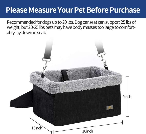 Dog Car Seats for Small Dogs, Upgrade Dog Booster Seat with Metal Frame Construction with Double-Layer Oxford, Perfect for Small Pets up to 20lbs - Image 2