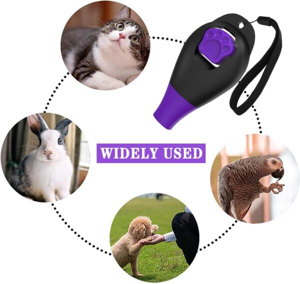 2-in-1 Dog Whistle Dog Training Clicker for Dogs Cats Birds Puppy Training (Black Purple) - Image 6