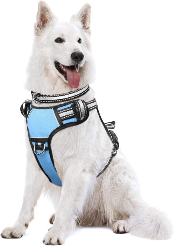 WINSEE Dog Harness No Pull, Pet Harnesses with Dog Collar, Adjustable Reflective Oxford Outdoor Vest, Front/Back Leash Clips for Small, Medium, Large, Extra Large Dogs, Easy Control Handle for Walking