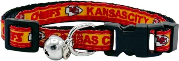 NFL CAT Collar Kansas City Chiefs Satin Cat Collar Football Team Collar for Dogs & Cats. A Shiny & Colorful Cat Collar with Ringing Bell Pendant