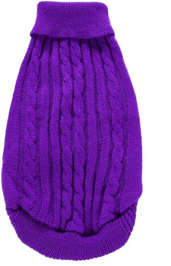 Dog Sweater, Warm Pet Sweater, Dog Sweaters for Small Dogs Medium Dogs Large Dogs, Cute Knitted Classic Cat Sweater Dog Clothes Coat Apparel for Girls Boys Dog Puppy Cat (X-Small, Purple) - Image 5