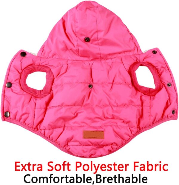 Vecomfy Fleece Lining Extra Warm Dog Hoodie in Winter,Small Dog Jacket Puppy Coats with Hooded Pink S - Image 6