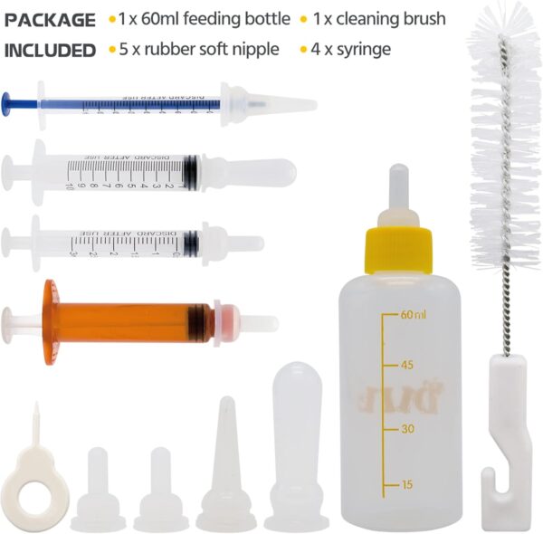 Newborn Kitten Puppy Feeding Bottles for Nursing, Small Animals Feeder with Replacement Nipples - Image 2