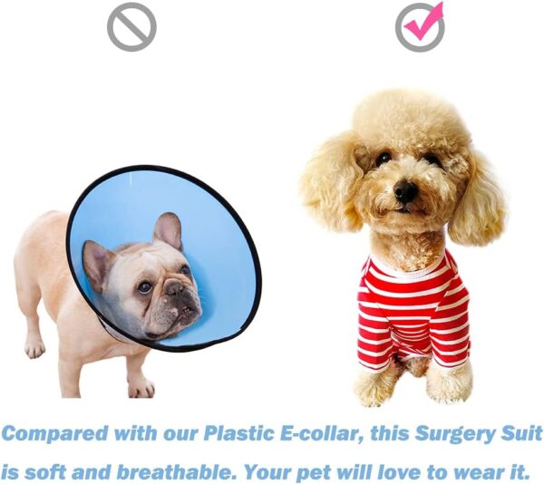 Dog’s Recovery Suit Post Surgery Shirt for Puppy, Full Coverage Dog's Bodysuit Wound Protective Surgical Clothes for Small and Medium Pets (pink white stripe-m) - Image 3