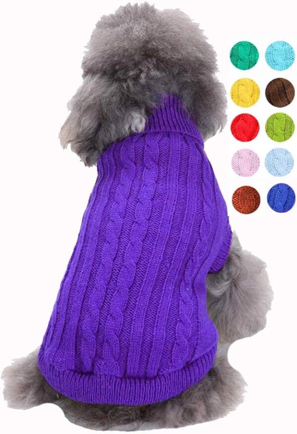 Dog Sweater, Warm Pet Sweater, Dog Sweaters for Small Dogs Medium Dogs Large Dogs, Cute Knitted Classic Cat Sweater Dog Clothes Coat Apparel for Girls Boys Dog Puppy Cat (X-Small, Purple)