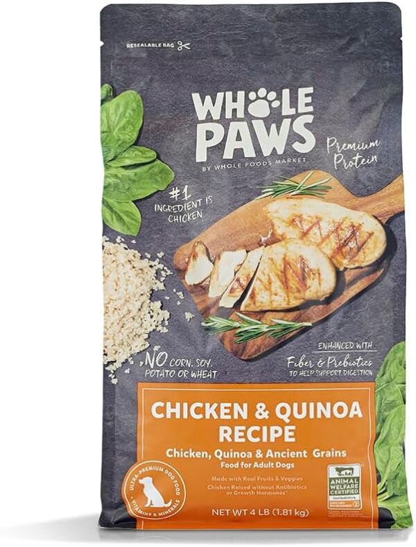 Whole Paws by Whole Foods Market, Adult Dog Food, Chicken & Quinoa Recipe, 4 Pound