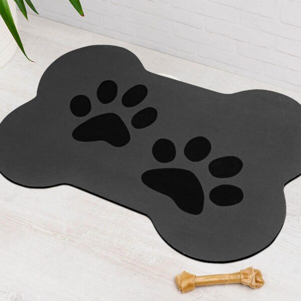 Dog Food Mats for Floors Absorbent, Dog Bowl Mat Quick Dry Pet Cat Food Mat, Eco-Friendly Bone Shaped Dog Mat for Water Bowl Pet Supplies 12"X18"