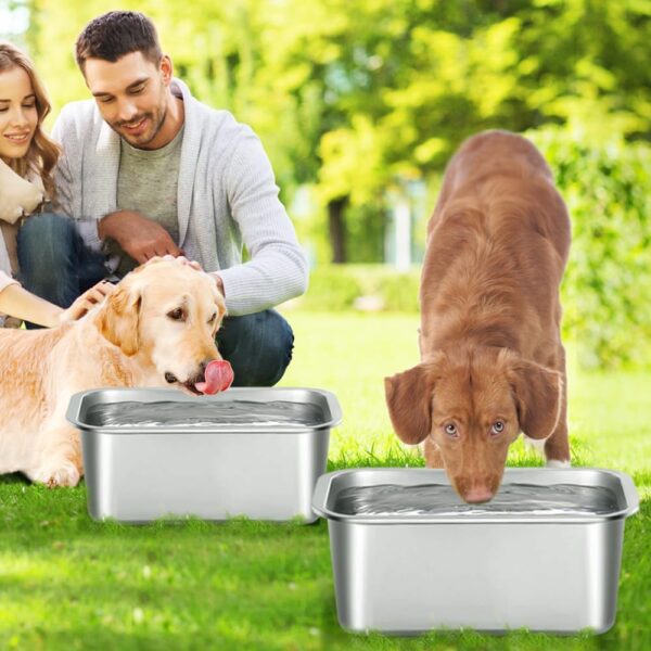 2 Pack 3 Gallons Extra Large Dog Water Bowl, Stainless Steel Dog Water Bowl, High Capacity Water and Food Bowl for Large, X-Large Dogs Indoor Outdoor - Image 5