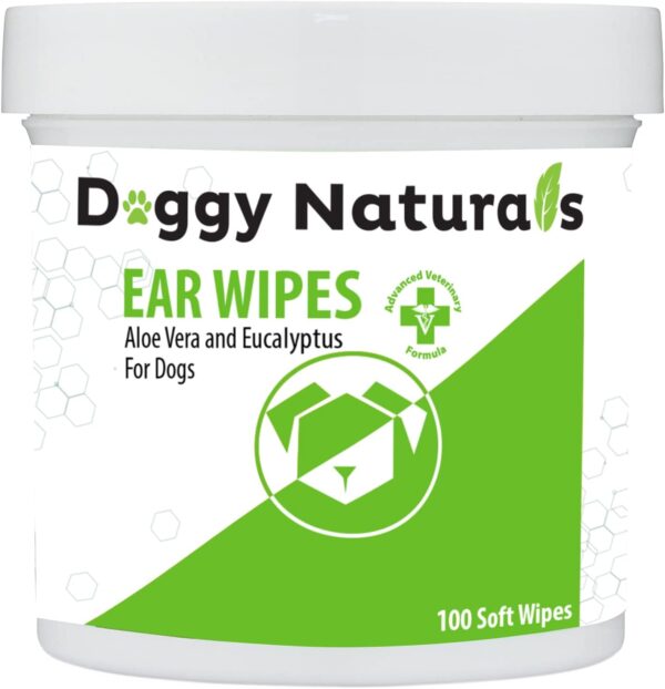 Dog Ear Cleaner Wipes with Aloe and Eucalyptus (100 Count) - Otic Cleanser for Dogs (Made in U.S.A) (100ct Wipes with Aloe & Eucalyptus)