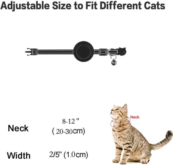 Airtag Cat Collar Breakaway, Safety Kitten Collar with Apple Airtag Holder,Cute GPS Cat Collar with Bell[Black], Lightweigh Tracker Cat Collars for Girl Boy Cats, Kittens and Puppies - Image 6