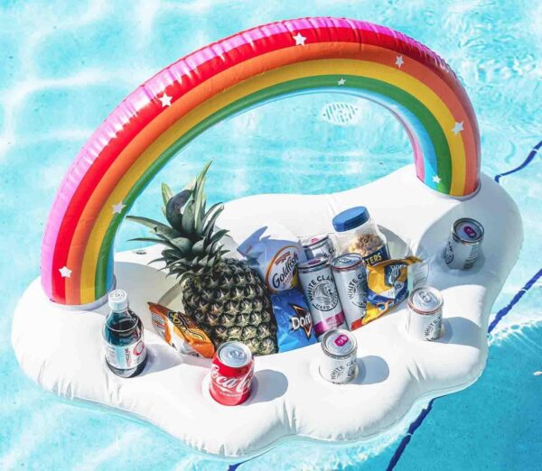 Inflatable Rainbow Cloud Drink Holder, Pool Float Party Accessories for Water Fun - Image 2