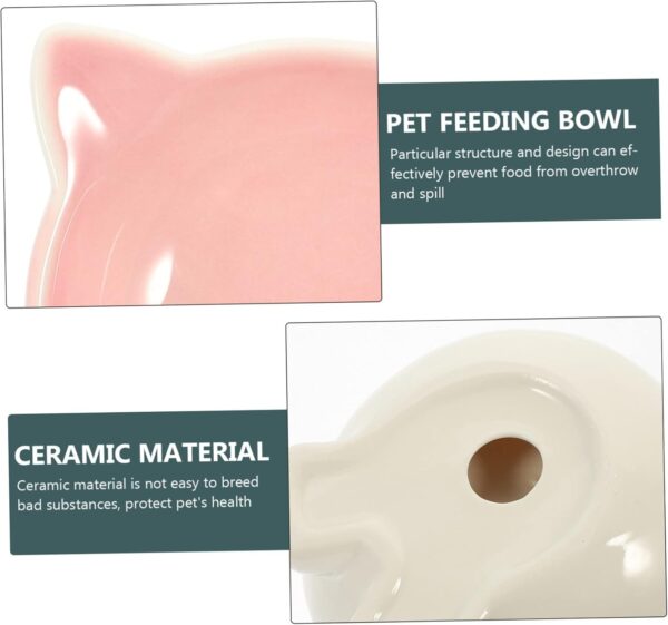 Sosoport Cat Ceramic Bowl Slow Feeder Dog Bowl Cat Bowls with Ears Bowls Stand Feeder Puppy Bowl Feeding Watering Dog Plates for Cat Floor Bowl Shallow Cat Container Ceramics to Feed Pink - Image 8