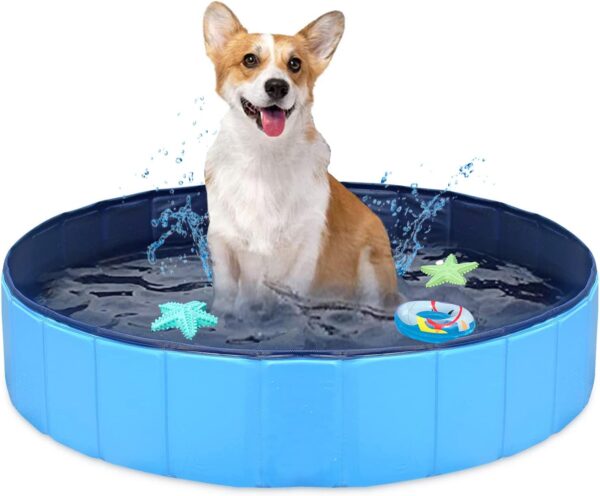 Upgraded Foldable Dog Pet Swimming Pool Plastic Children's Padding Pool Bathtub Large Small Dogs Outdoor Leak-Proof Collapsible Pool(S-32"x 8")