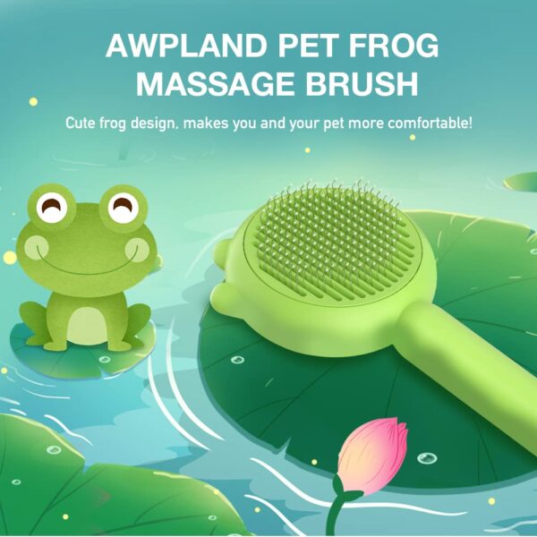 Dog Brushes for Grooming, Cute Frog Shape Groom and Clean Dog Comb with Release Button, Self Cleaning Dog Slicker Brush for Long Short Haired Dogs Cats Rabbits Bunny - Image 2