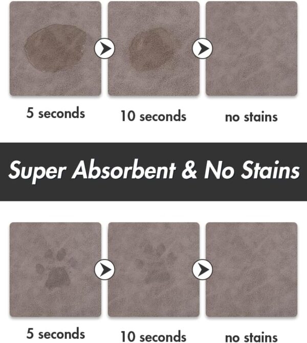 MontVoo-Absorbent Pet Food Mat-Dog Food Mat Anti Stains Quick Dry Dog Mat for Food and Water Bowls-Dog Water Bowl Mat for Messy Drinker-Pet Supplies Mat for Dog Cat Puppy Kitten etc - Image 2