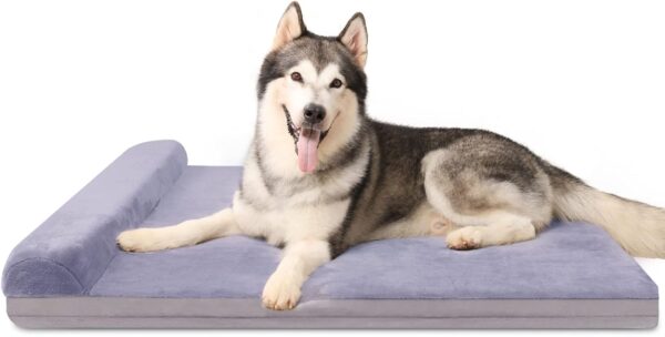 JoicyCo Dog Bed for Medium Dogs with Pillow Orthopedic Pet Bed Mattress 31.5 inch Joint Relief Pet Sleeping Mat, Non Slip Removable Washable Cover, Lilac Grey