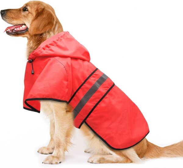 Dog Raincoat Hooded Poncho - Adjustable Waterproof Dog Rain Jacket Lightweight Reflective Dog Rain Coat Pet Slicker for Small Medium Large Dogs (X-Large, Bright Red) - Image 5