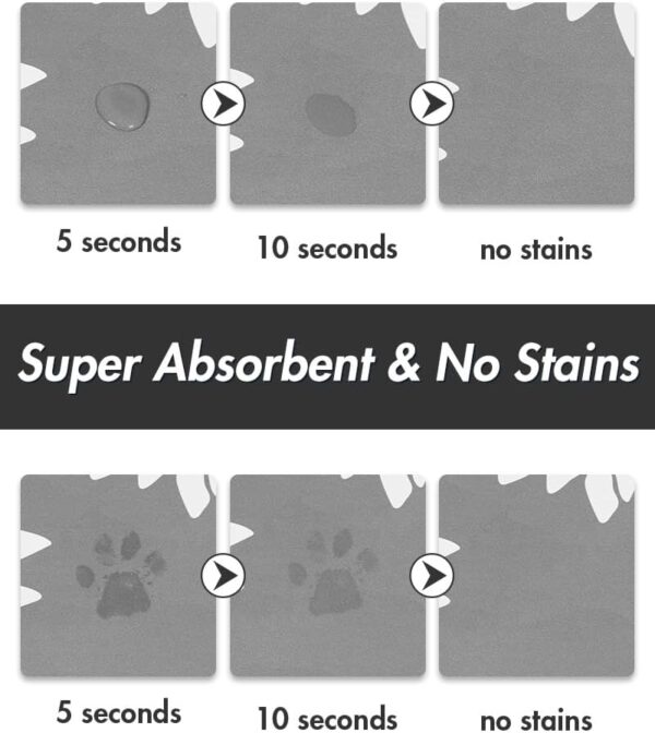 MontVoo-Pet Feeding Mat-Absorbent Floral Cat&Dog Food Mat-Dog Mat for Food and Water Bowl-No Watermark Quick Dry Dog Water Dispenser Mat Pet Placemat-Pet Supplies & Accessories1624 Gray - Image 2