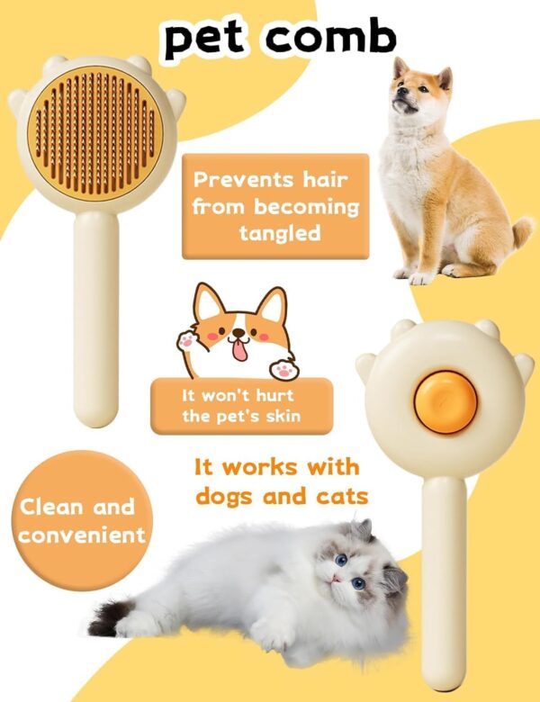 Cat Brush,Dog Brush, Pet Hair Cleaner Brush,Pet Grooming Cat Dog Brush,Pet Comb-Cat Comb for Kitten Massage Removes Loose Fur-Cat Grooming Brush Long Short Hair Cats Dogs Pet Brush (Green) - Image 4