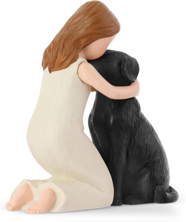 Love My Black Dog Figurines Statues, Black Dog Angel Friendship Remembrance Gifts, Sculpted Hand-Painted Figures for Dog Lovers - Image 3