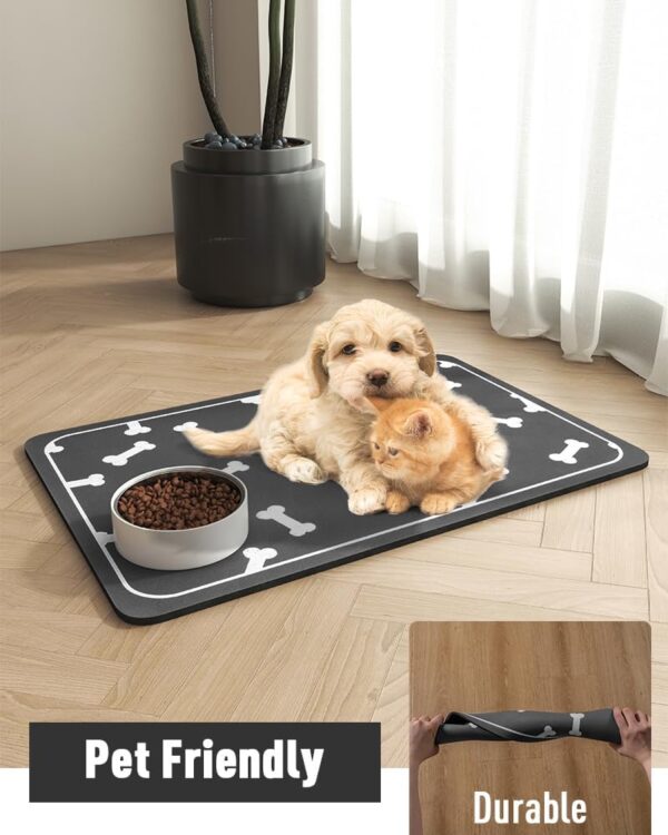 Pet Feeding Mat-Absorbent Dog Mat for Food and Water Bowl-No Stains Easy Clean Dog Food Mat-Quick Dry Dog Water Dispenser Mat-Puppy Supplies Dog Stuff-Dog Accessories Dog Water Bowl Mat - Image 6