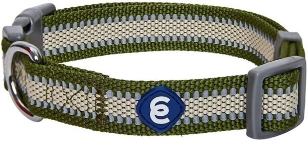 Blueberry Pet Essentials Matching Medium Dog Collar | Adjustable Classic Solid Color Nylon Dog Collars for Medium Dogs | Reflective Dark Olive Dog Collar for Medium Dogs